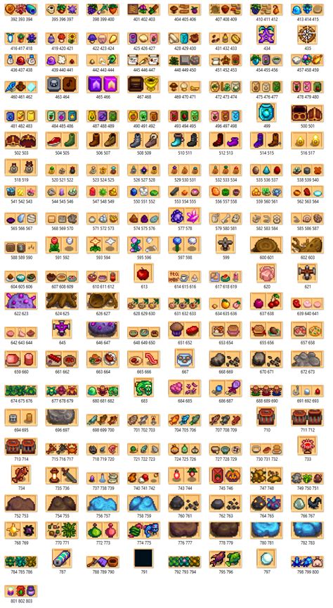 stardew valley id list|All Stardew Valley item codes for update 1.6 .